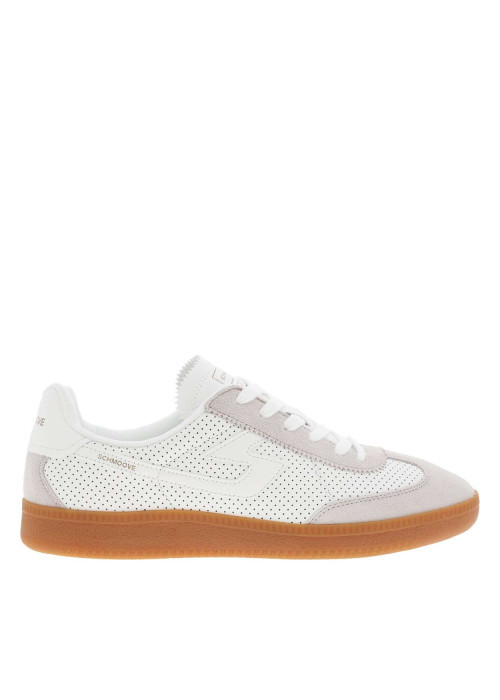 Tennis en cuir blanches et grises claires à minis trous avec une semelle plate