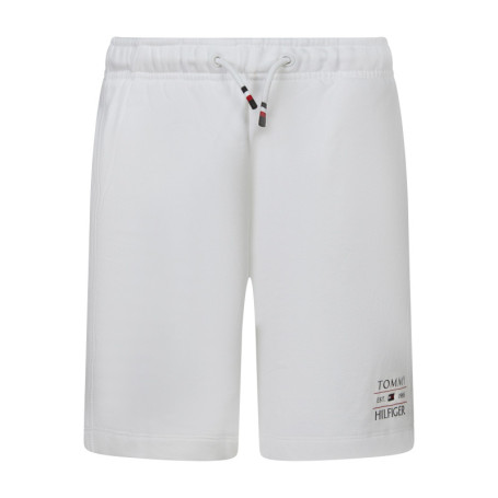 Short en coton mélangé blanc uni avec une coupe...