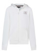 Thumbnail Sweat zippé en coton mélangé blanc uni avec une coupe droite et un col à capuche