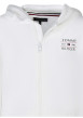Thumbnail Sweat zippé en coton mélangé blanc uni avec une coupe droite et un col à capuche - Image 3