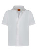 Thumbnail Chemise en coton blanche unie avec une coupe droite et un col à revers
