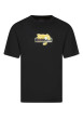 Thumbnail T-shirt en coton noir imprimé avec une coupe droite à col rond