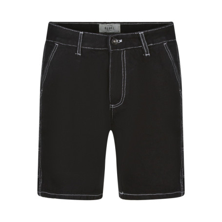 Short 5 poches en coton noir uni avec une coupe...