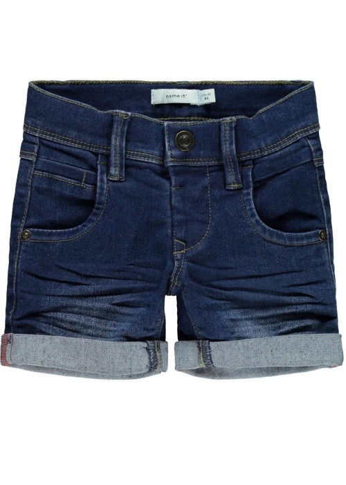 Bermuda indigo pour garçon effet délavé et froissé coupe slim