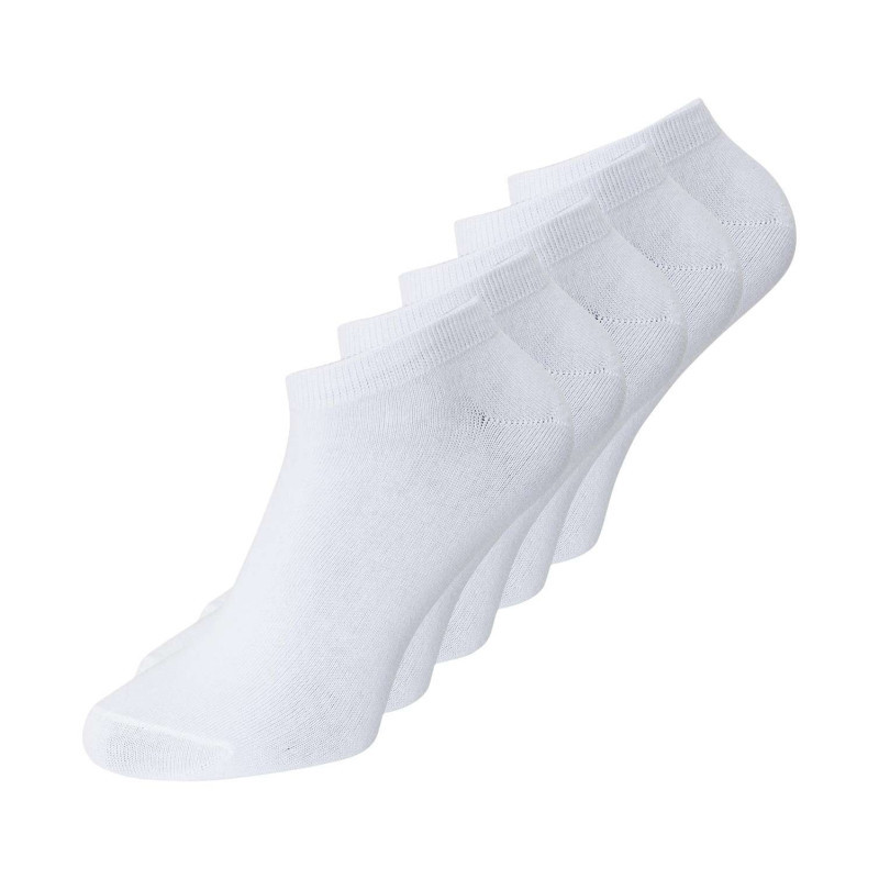 Jack & Jones - Lot De 5 Paires De Chaussettes Basses En Coton Mélangé Blanches Unies Avec Une Coupe Courte - Blanches