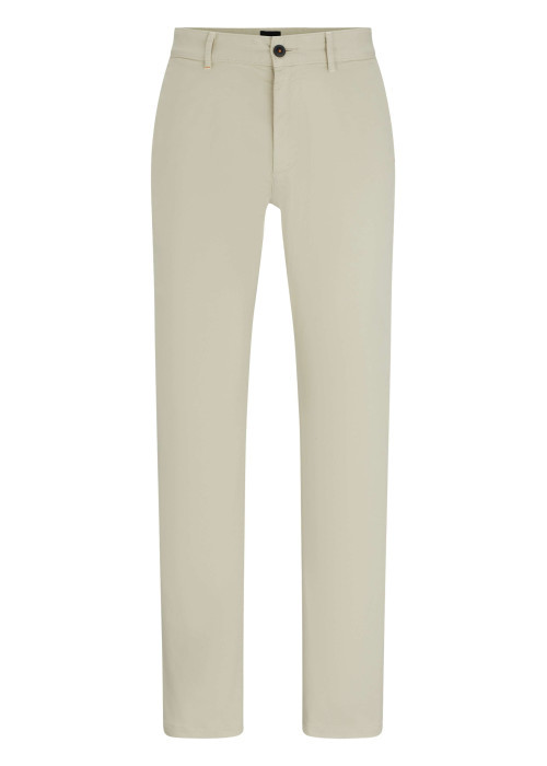 Pantalon Chino en coton sable uni avec une coupe slim et 6 passants
