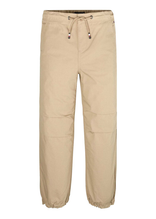 Pantalon en coton beige uni avec une coupe...