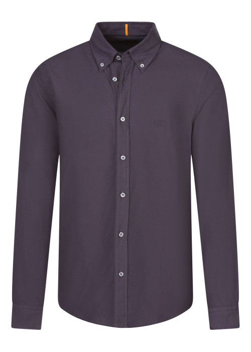Chemise en coton bordeaux unie avec une coupe droite et un col français