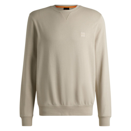 Sweat en coton beige uni avec une coupe regular...