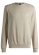 Thumbnail Sweat en coton beige uni avec une coupe regular fit et un patch à la poitrine