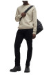 Thumbnail Sweat en coton beige uni avec une coupe regular fit et un patch à la poitrine - Image 4