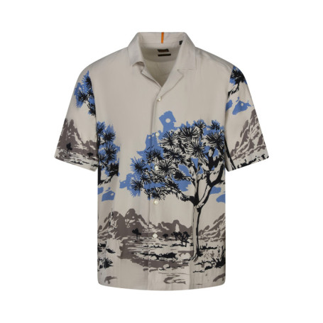 Chemise beige avec paysage imprimé à coupe...
