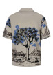 Thumbnail Chemise beige avec paysage imprimé à coupe droite avec un col cubain - Image 2
