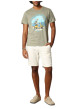 Thumbnail T-shirt en coton kaki imprimé avec une coupe droite et un col rond - Image 4