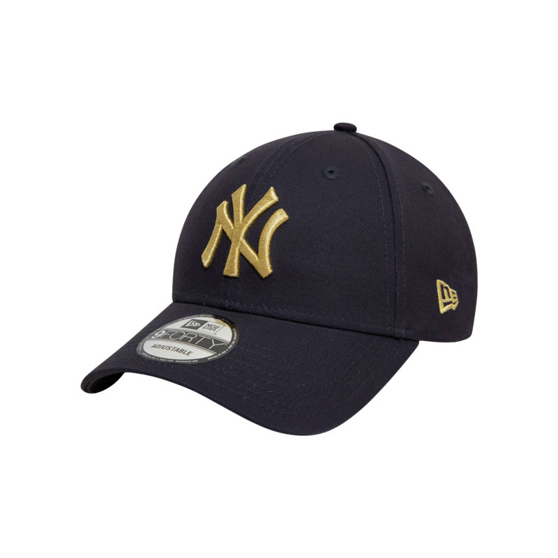 New Era - Casquette Strapback En Coton Bleue Marine Unie Avec Le Logo Or En Relief - Marine