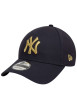 Thumbnail Casquette strapback en coton bleue marine unie avec le logo or en relief