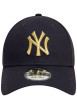 Thumbnail Casquette strapback en coton bleue marine unie avec le logo or en relief - Image 2