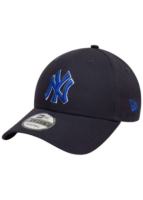 Casquette strapback en coton bleue marine unie avec une broderie sur le côté