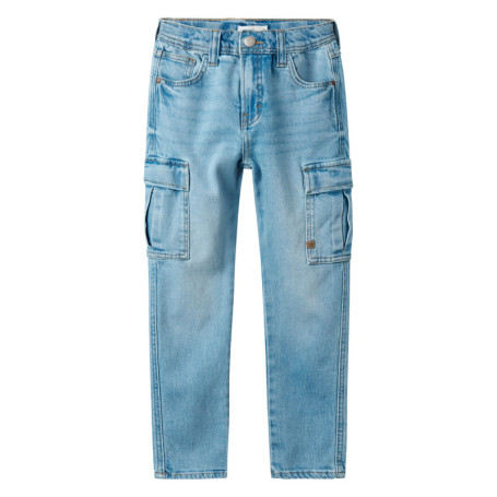 Cargo en coton bleu stone uni avec une coupe...
