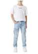 Thumbnail Cargo en coton bleu stone uni avec une coupe slim et une taille mi-haute - Image 4