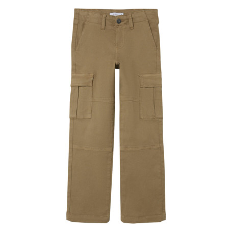 Cargo en coton camel uni avec une coupe regular...