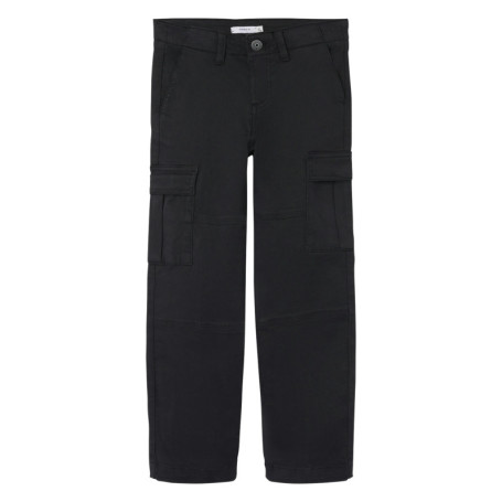 Cargo en coton noir uni avec une coupe regular...