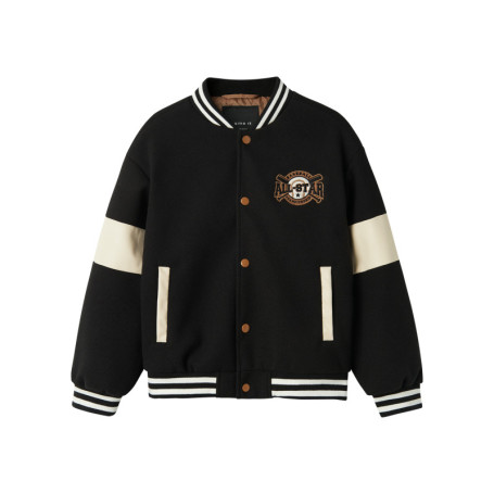 Bomber noir à rayures avec une coupe droite et...