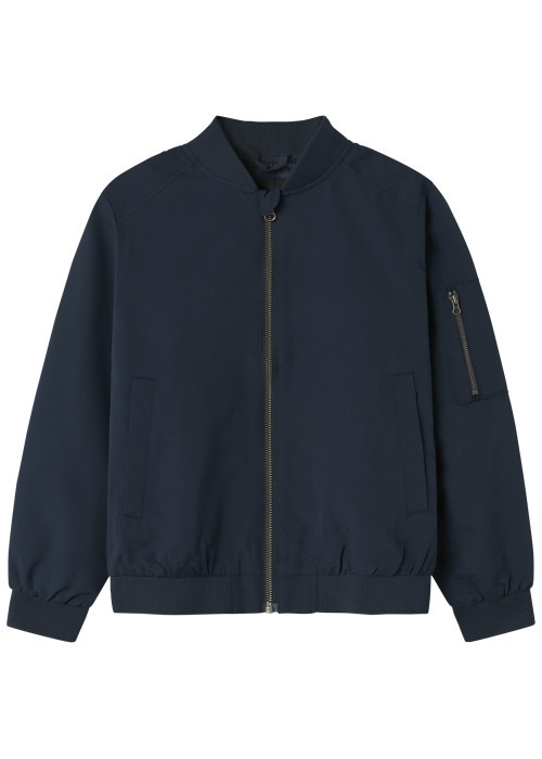 Bomber nylon bleu marine uni à coupe droite...