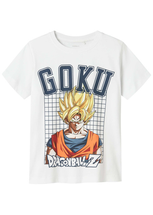 T-shirt en coton blanc imprimé à l'avant avec une coupe droite et un col rond