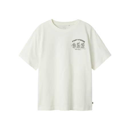 T-shirt en coton biologique blanc à imprimé...