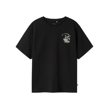 T-shirt en coton biologique noir avec imprimé...