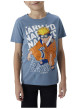 Thumbnail T-shirt en coton bleu chiné imprimé à l'avant avec une coupe droite - Image 4