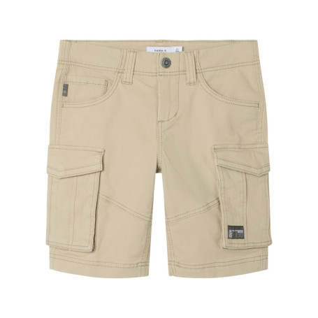 Short cargo en coton beige uni avec une coupe...
