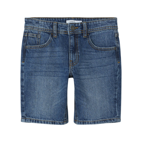 Short denim 5 poches en coton bleu indigo uni...