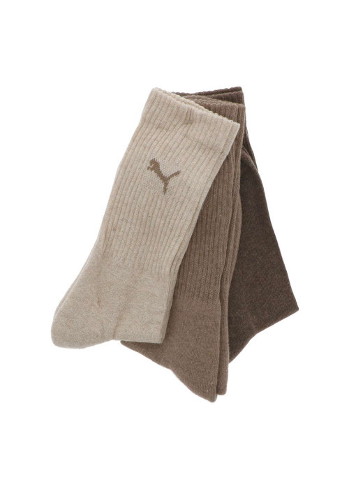 Lot de 3 paires de chaussettes hautes marron en coton mélangé avec logo imprimé