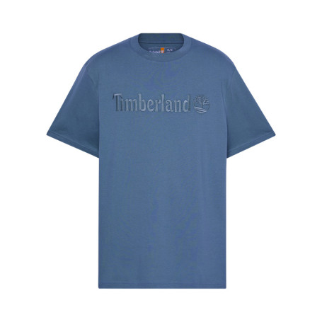 T-shirt manches courtes en coton bleu uni à...