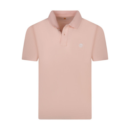 Polo en coton rose en maille piquée avec une...