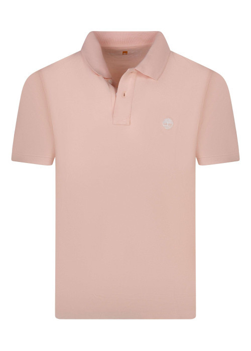 Polo en coton rose en maille piquée avec une coupe droite et un col à revers