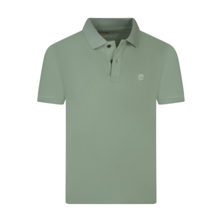 Polo vert en maille piquée avec un col à revers...