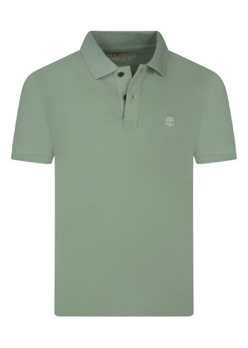 Polo vert en maille piquée avec un col à revers et une coupe droite