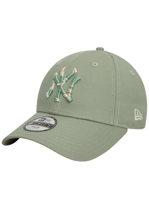 Casquette strapback en coton verte unie avec des lettres tricolores à l'avant