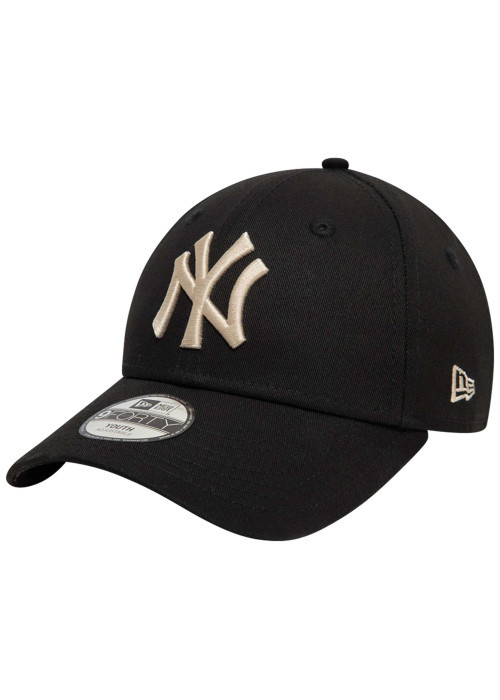 Casquette strapback en coton noire unie avec des lettres beiges à l'avant
