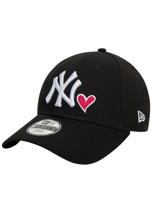 Casquette strapback en coton noire unie avec un cœur brodé à l'avant