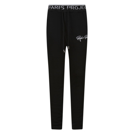 Pantalon jogging noir uni avec une coupe slim...