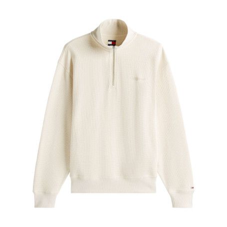 Pull en coton écru uni aspect gaufré avec un...
