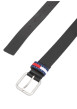 Thumbnail Ceinture en cuir lisse noire unie à boucle carrée argentée et à passant logo - Image 2