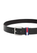 Thumbnail Ceinture en cuir lisse noire unie à boucle carrée argentée et à passant logo - Image 3