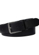 Thumbnail Ceinture noire en cuir de buffle avec boucle argentée
