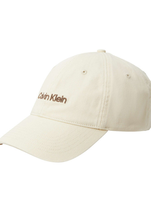 Casquette à fermeture strapback beige unie avec logo marron