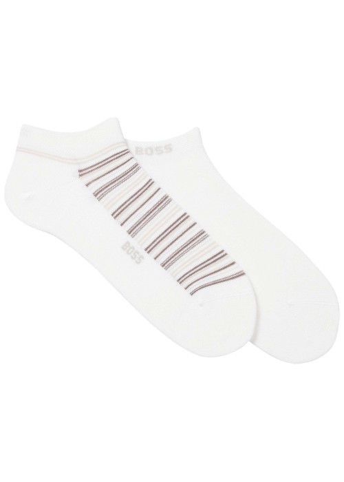 Lot de 2 paires de socquettes blanches unies avec le nom de la marque